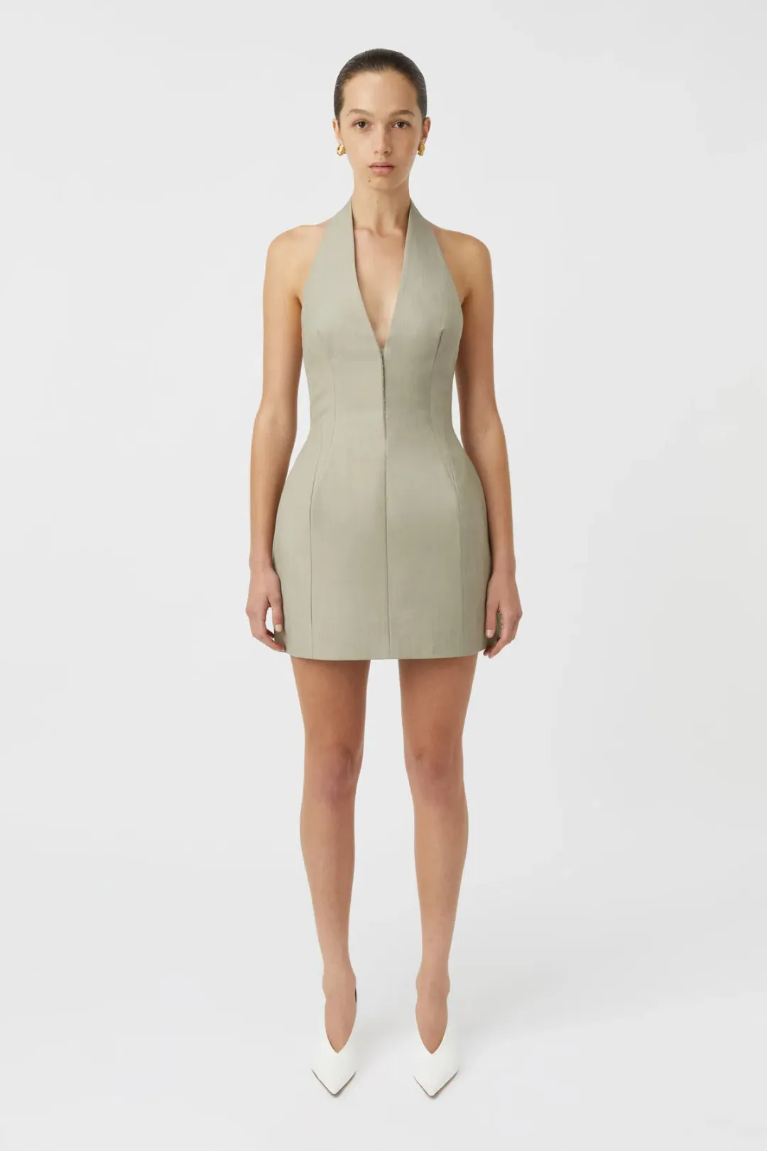 Camilla and Marc Pompidou Mini Dress Olive Marle Size 10 for rent on The Volte - main image