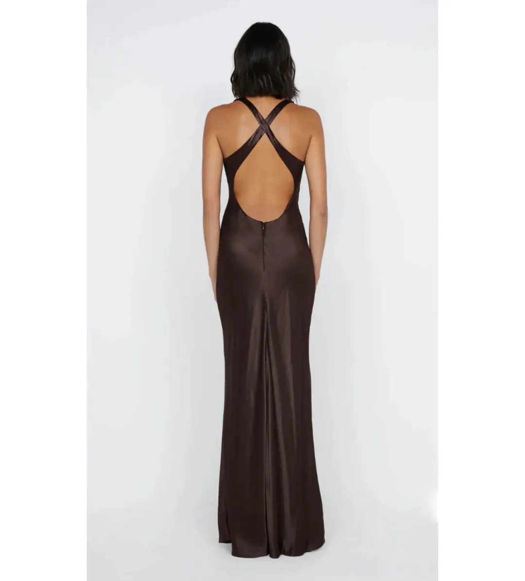 Bec & Bridge Maxina Crossover Dress Dark Chocolate Size AU 8 for rent on The Volte - main image