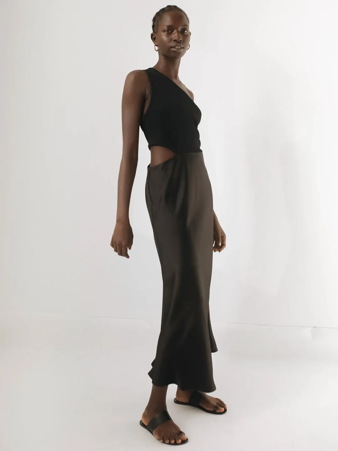 Christopher Esber Carmen Rib Bias Dress Black Size 6 for rent on The Volte - main image