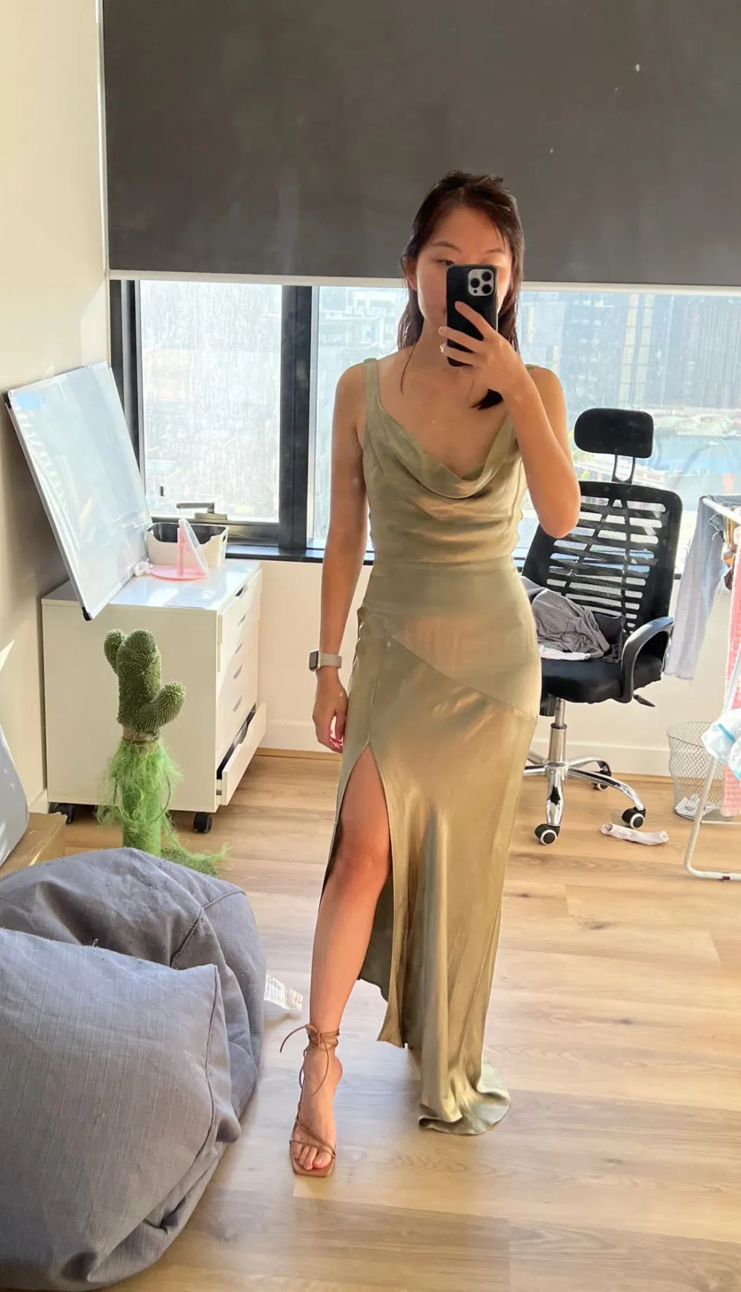 Bec & Bridge Moon Dance Cowl Maxi Dress in Sage Size AU 6 for rent on The Volte - main image