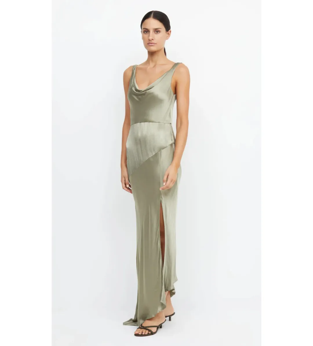 Bec & Bridge Moon Dance Cowl Maxi Dress in Sage Size AU 6 for rent on The Volte - main image