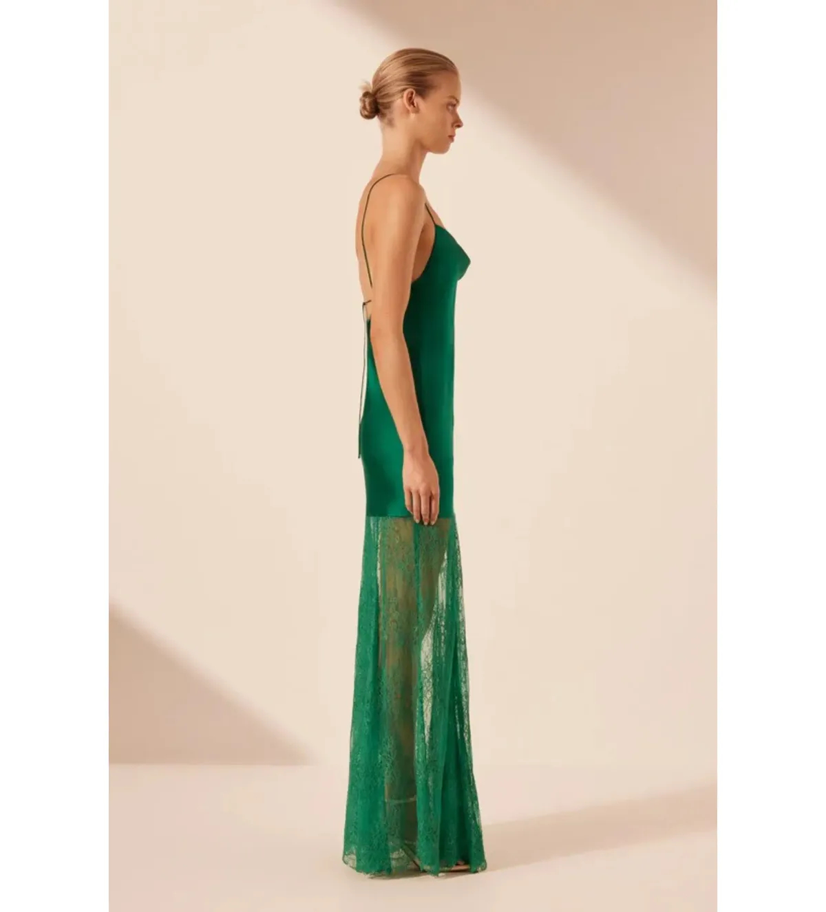 Shona Joy Elle Silk Lace Cowl Maxi Dress Emerald Green Size AU 10 - Image 2