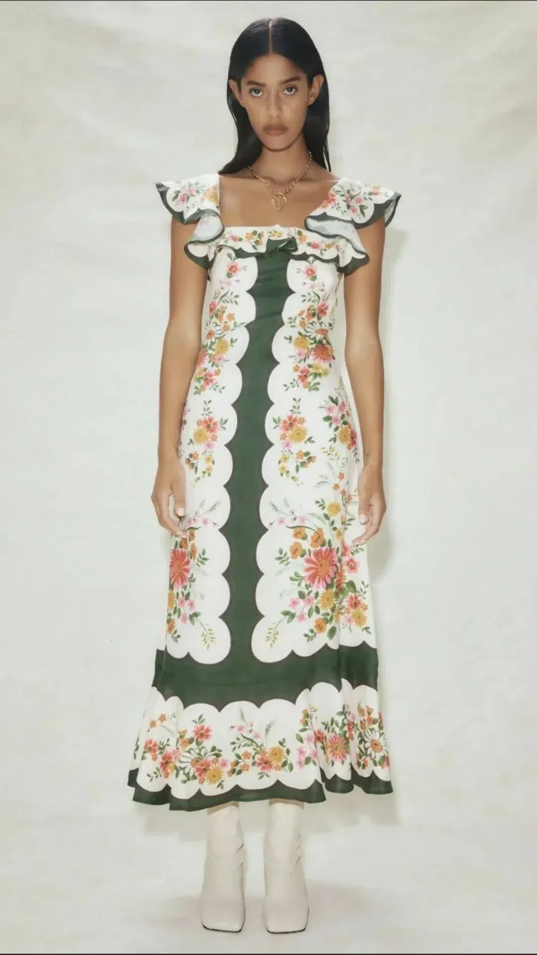 Alemais Elisabetta Ruffle Midi Dress Multi Size AU 10 for rent on The Volte - main image