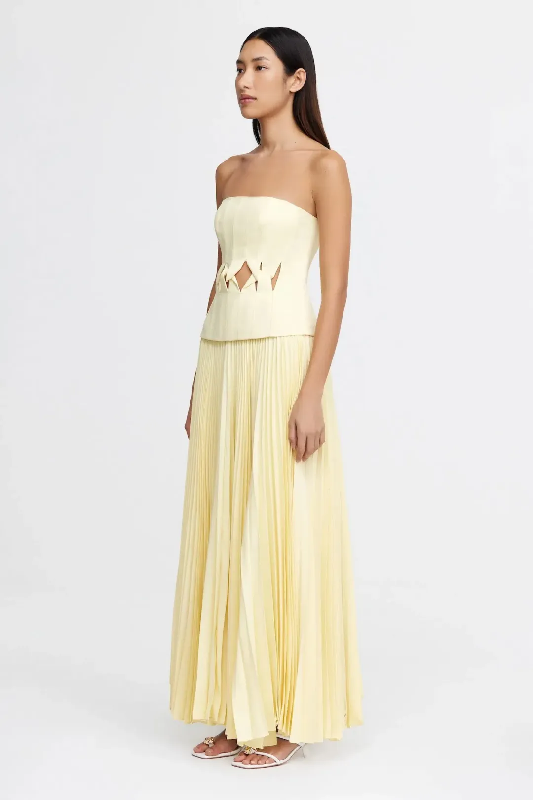 Acler Newbewick Maxi Dress Lemon Sorbet Size AU 12 for rent on The Volte - main image