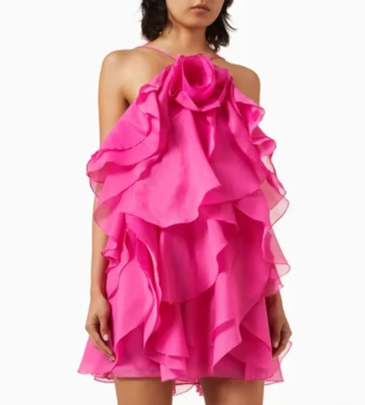 Aje Pandorea Layered Mini Dress in Fuschia Rose Size 10 - Image 6