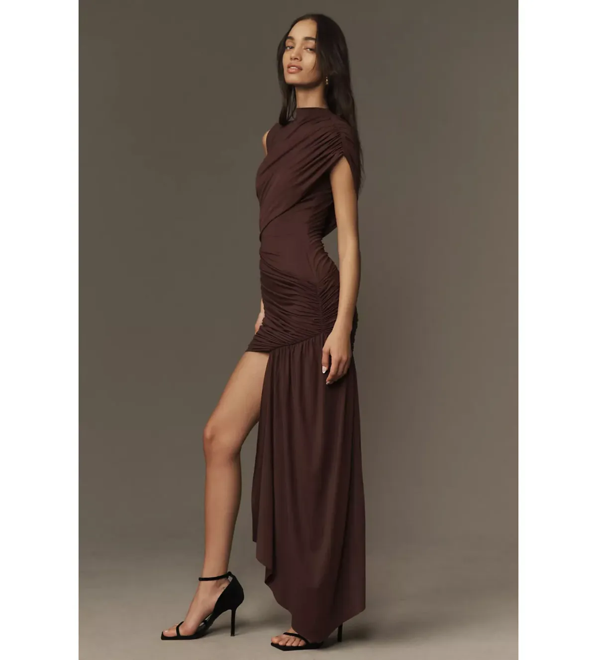 De La Vali Ravenna Mini Dress Chocolate Brown Jersey Size 8 - Image 2