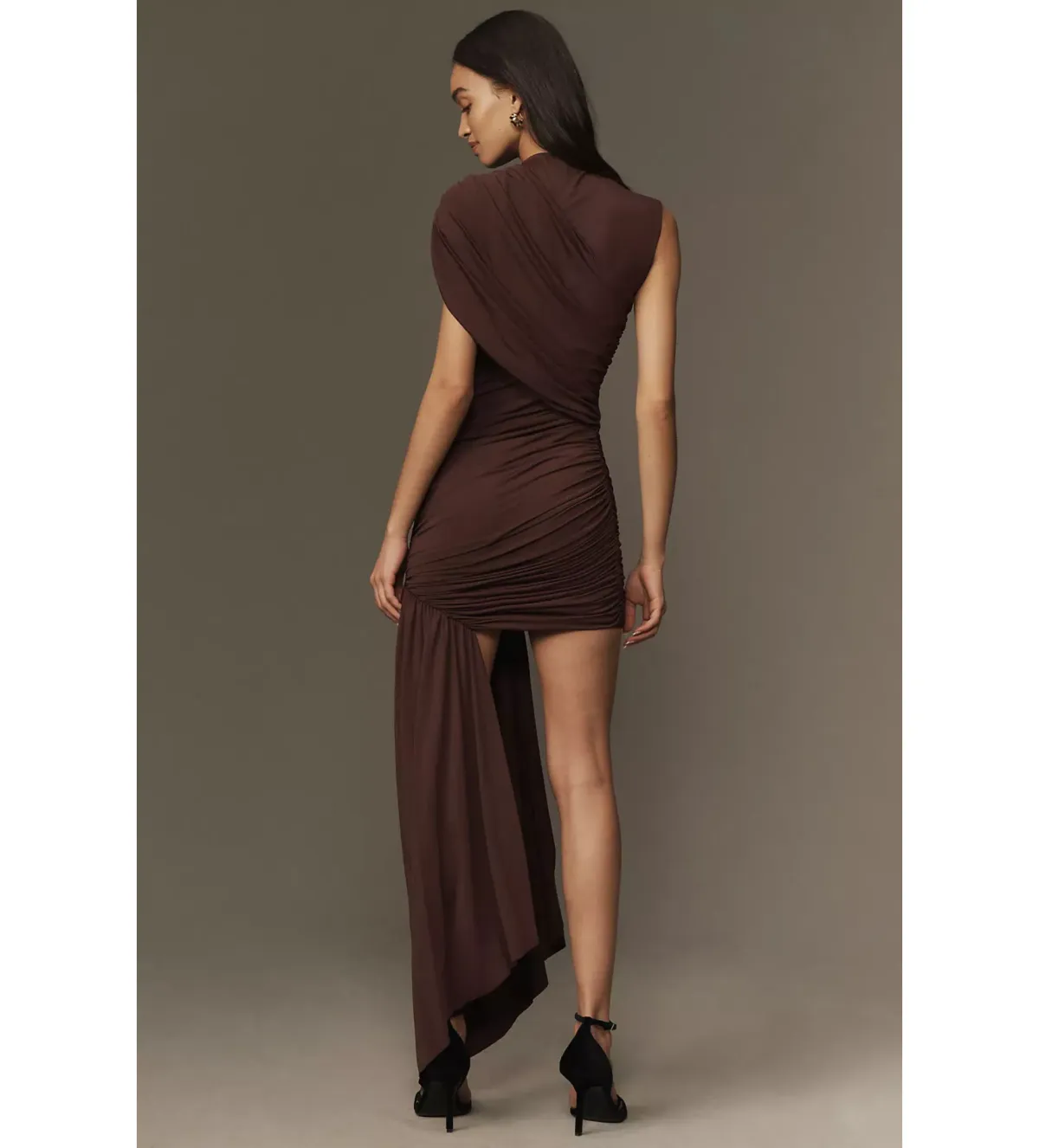 De La Vali Ravenna Mini Dress Chocolate Brown Jersey Size 8 - Image 3