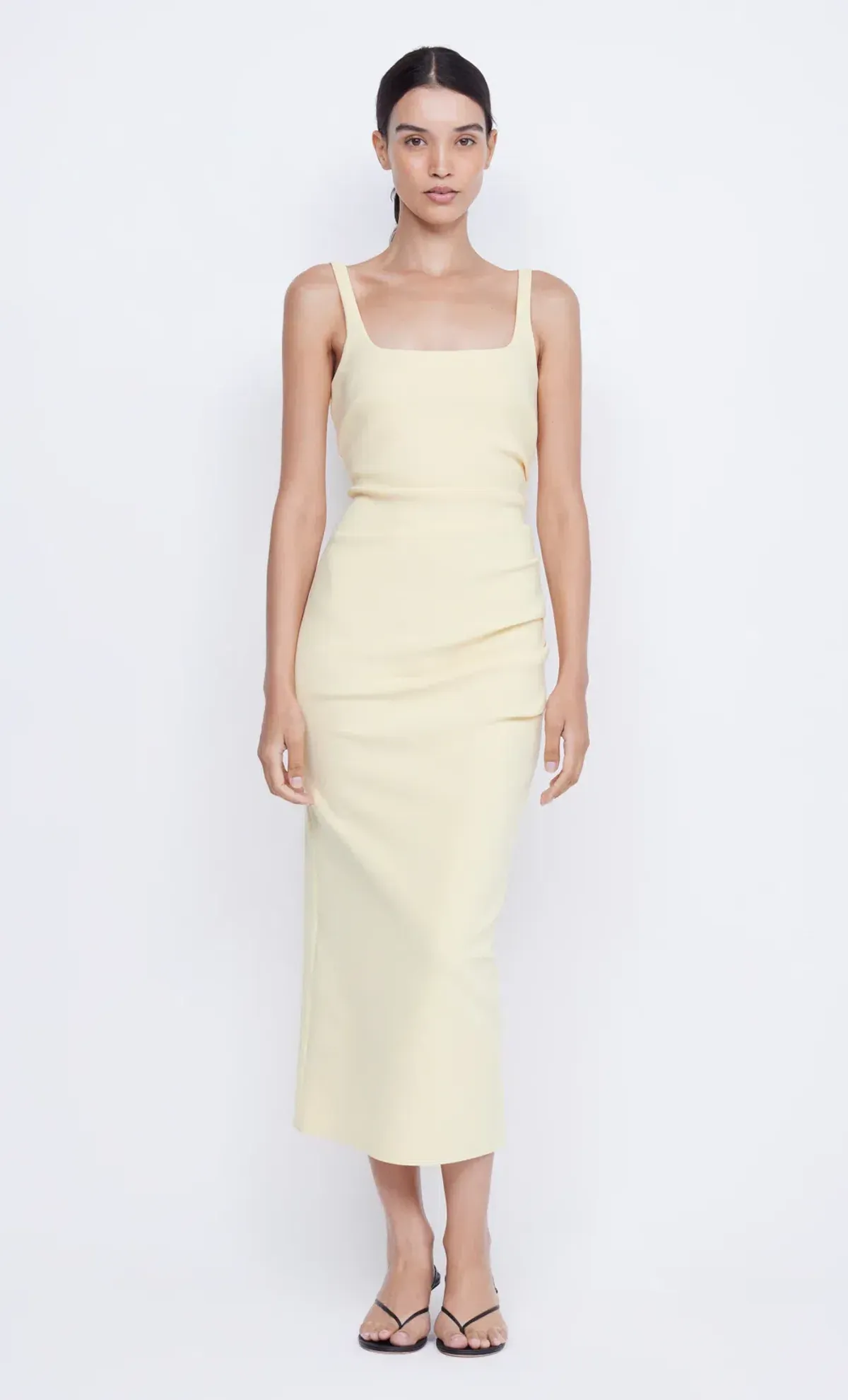 Bec & Bridge Karina Tuck Midi Dress Butter Yellow Size 6  - Image 1