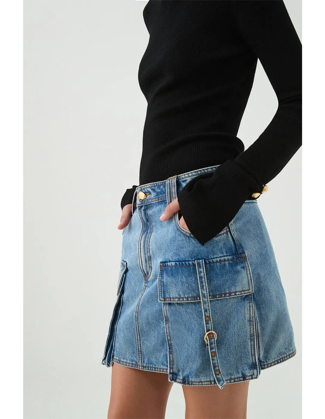 Aje Juno Cargo Micro Mini Skirt Blue Size AU 12 for rent on The Volte - main image