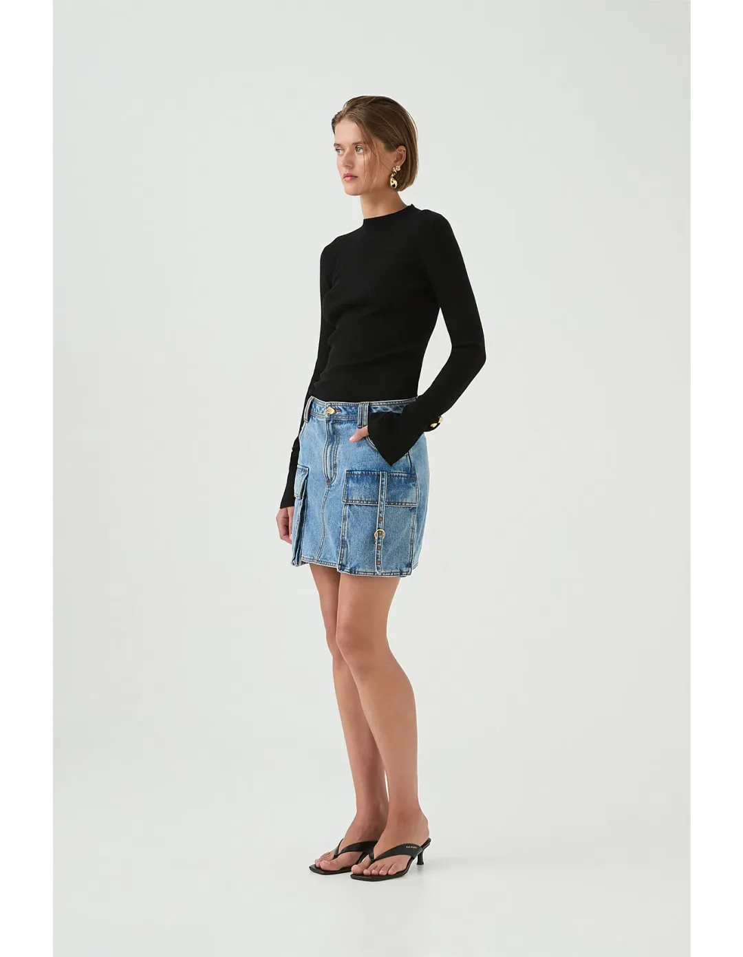 Aje Juno Cargo Micro Mini Skirt Blue Size AU 12 for rent on The Volte - main image
