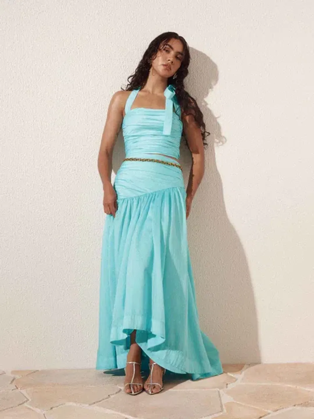 Sheike Cindy Top & Midi Skirt Set Blue Size AU 10 for rent on The Volte - main image