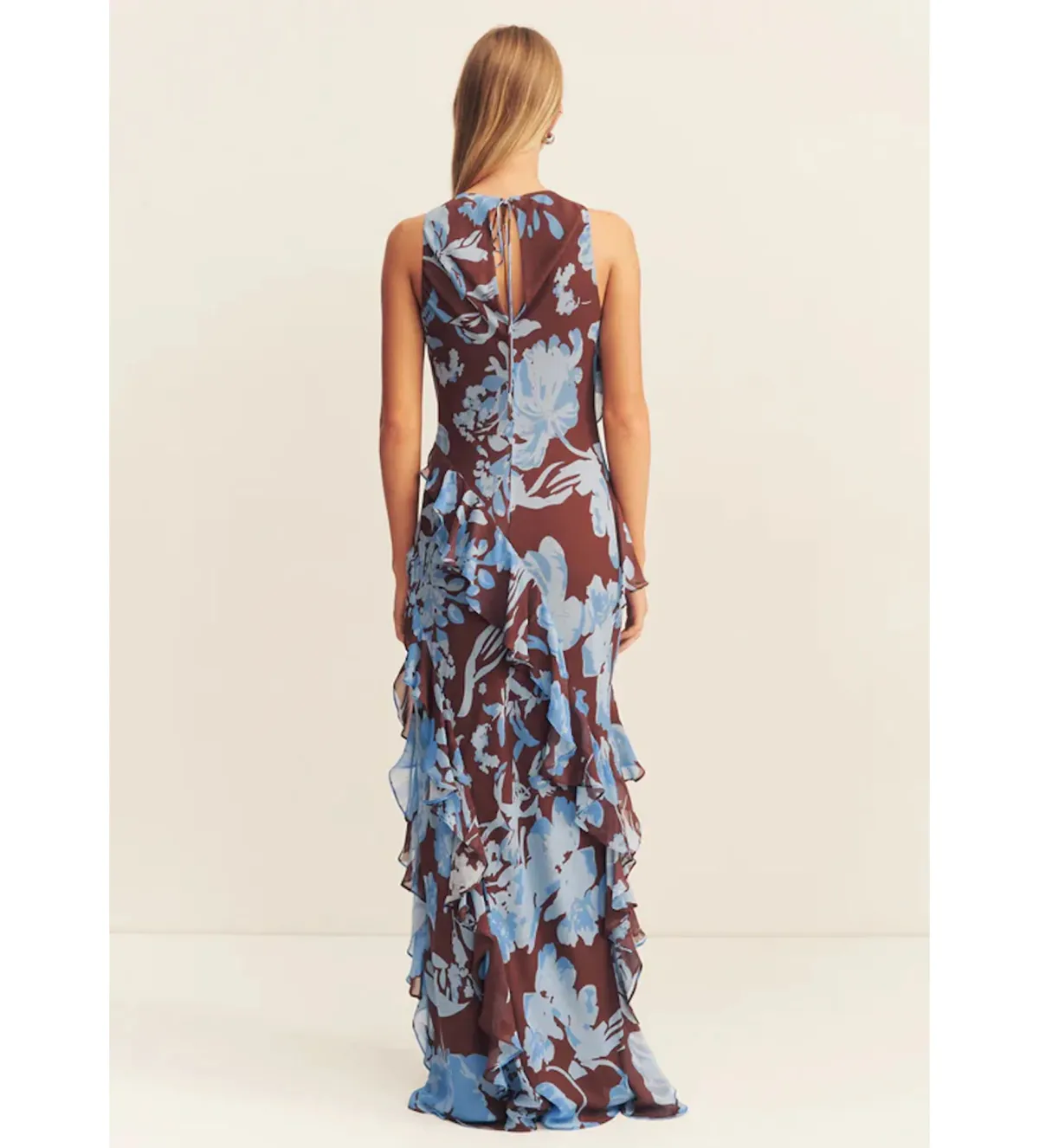 Shona Joy Olson Ruffle Maxi Dress Arcadian Floral Size 10 - Image 3
