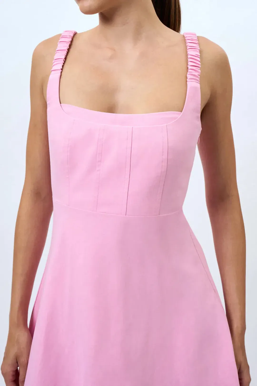 By Johnny Daphne Bust Midi Dress Taffy Pink Size AU 10 for rent on The Volte - main image