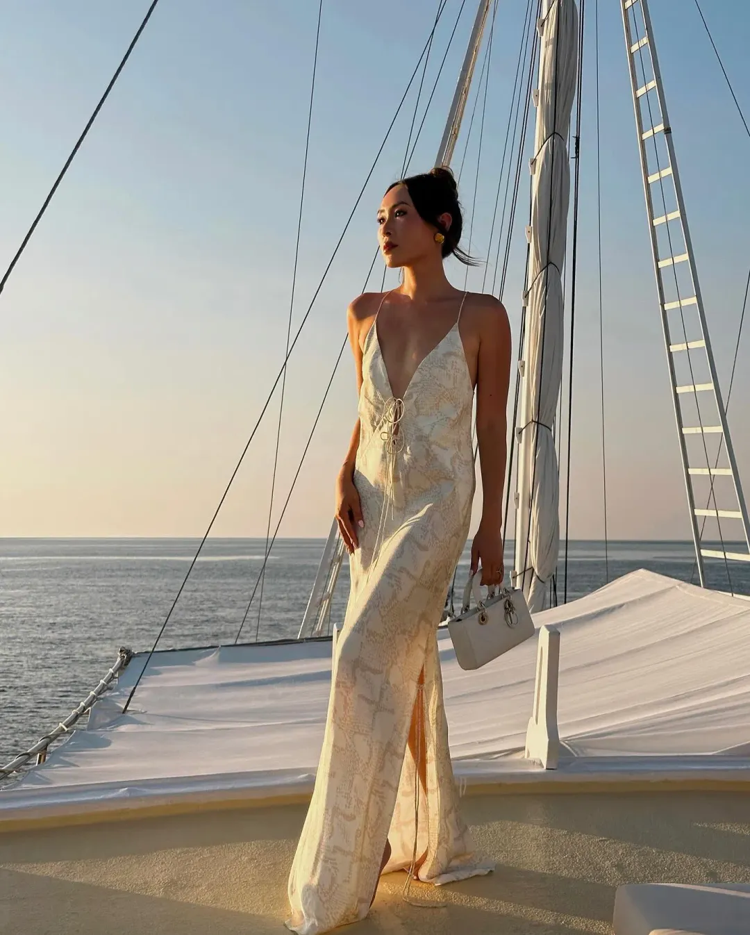 Shona Joy Plunged Slip Tie Maxi Dress Medina Print Size 4 for rent on The Volte - main image