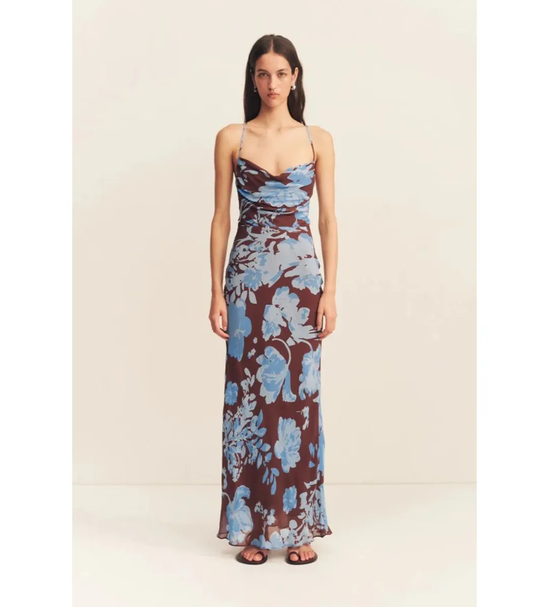 Shona Joy Olson Lace Back Bias Maxi Dress in Arcadian Floral Size AU 10 for rent on The Volte - main image