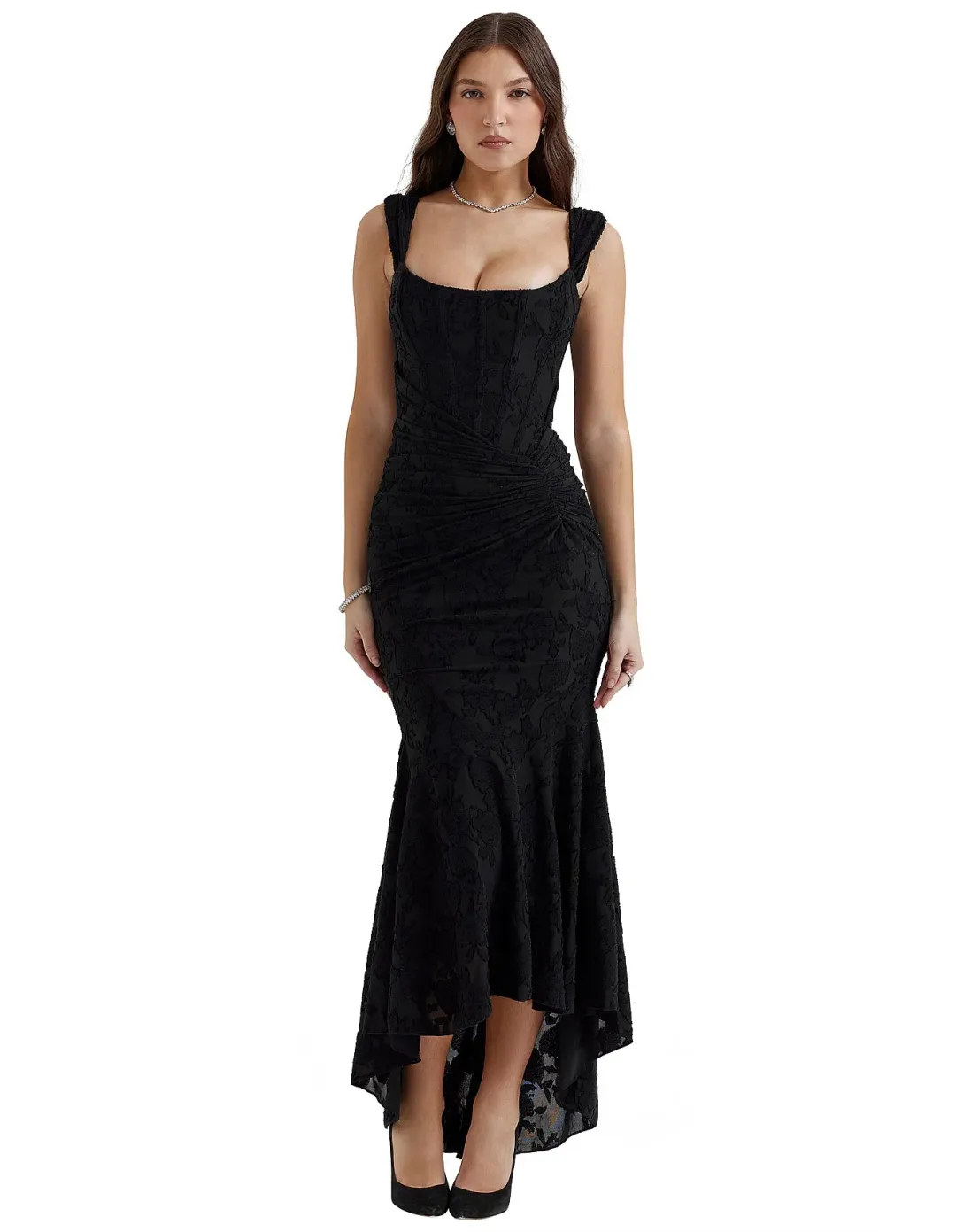 House Of CB Cesca Floral Maxi Dress Black Size S/AU 8 for rent on The Volte - main image