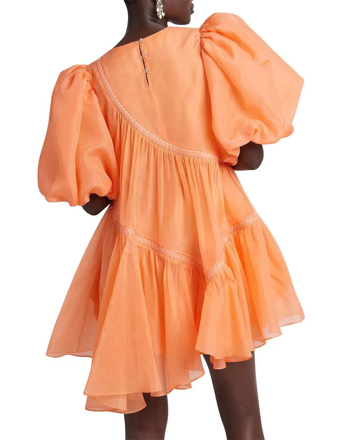 Aje Riviera Puff Sleeve Mini Dress Orange Size 6 - Image 5