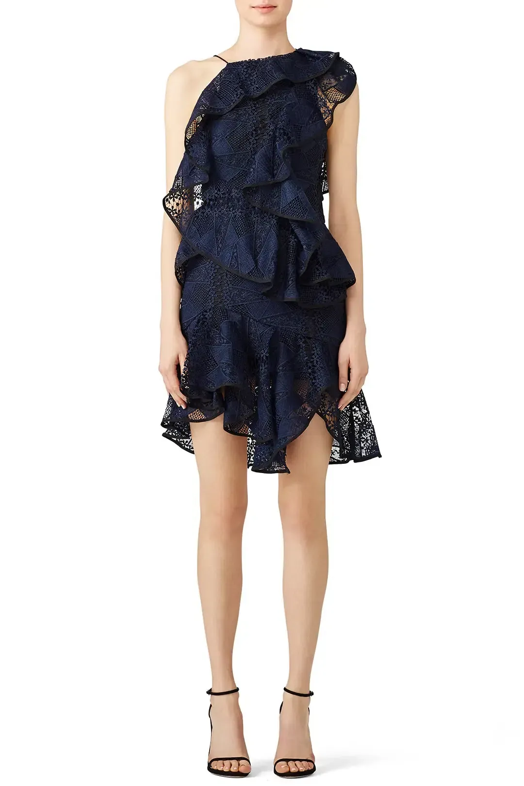 Acler Bentley Lace Mini Dress Navy Size 6 for rent on The Volte - main image