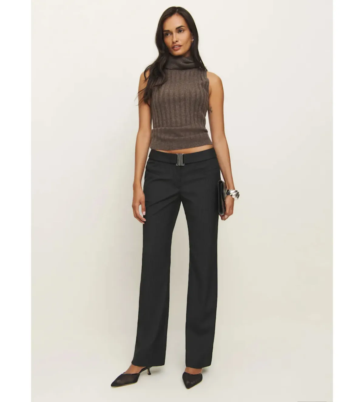 Reformation Cherie Low Waisted Pant Black Stripe Size AU 8 - Image 1