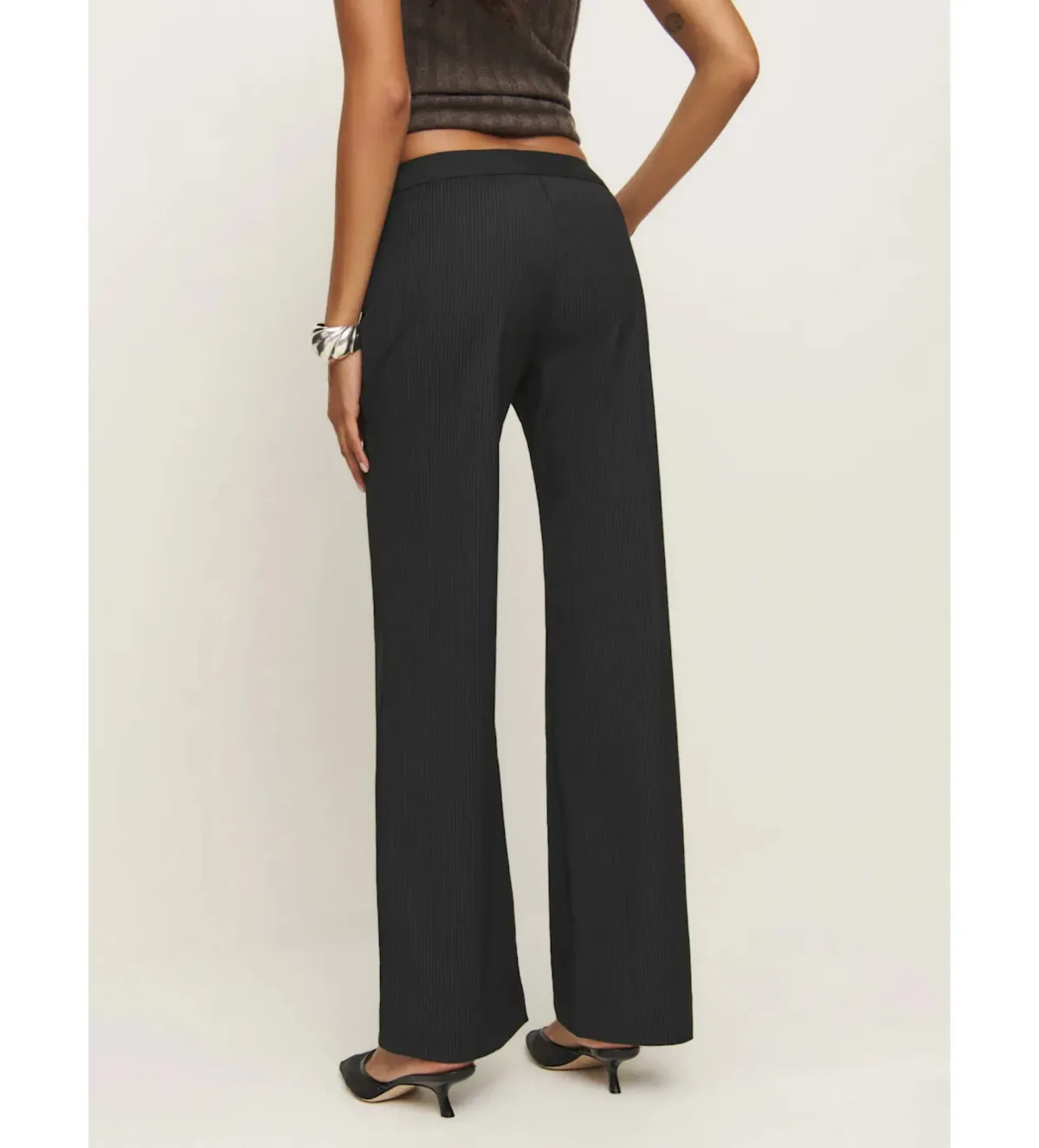Reformation Cherie Low Waisted Pant Black Stripe Size AU 8 - Image 3