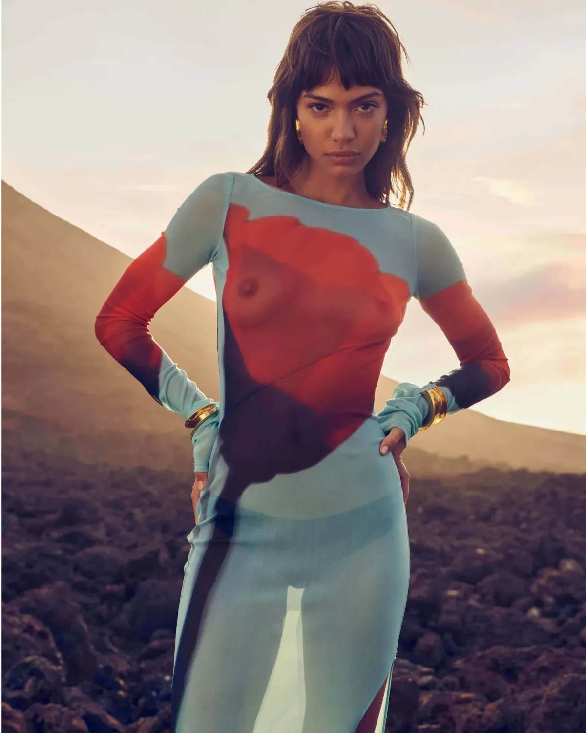 Rat & Boa Santino Mesh Dress Tulip Print Size 6 - Image 3