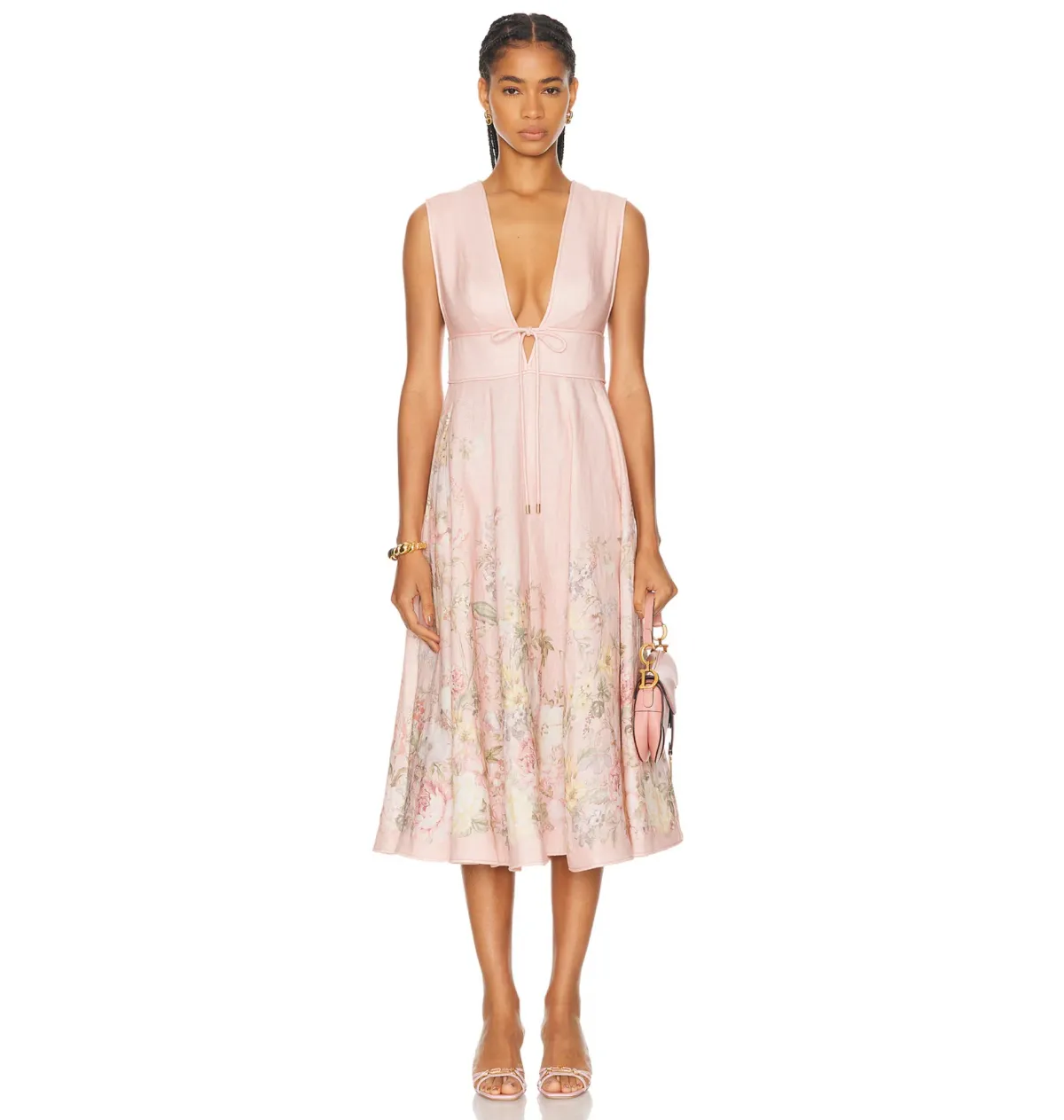 Zimmermann Waverly Plunge Midi Dress Floral Size 0 / AU 8 - Image 1
