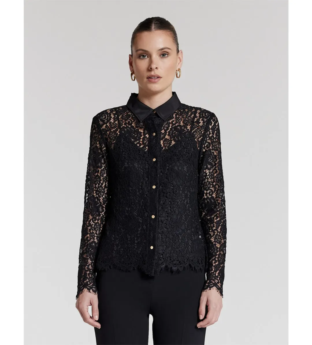 Perri Cutten Como Lace Shirt Black Size AU 6 for rent on The Volte - main image