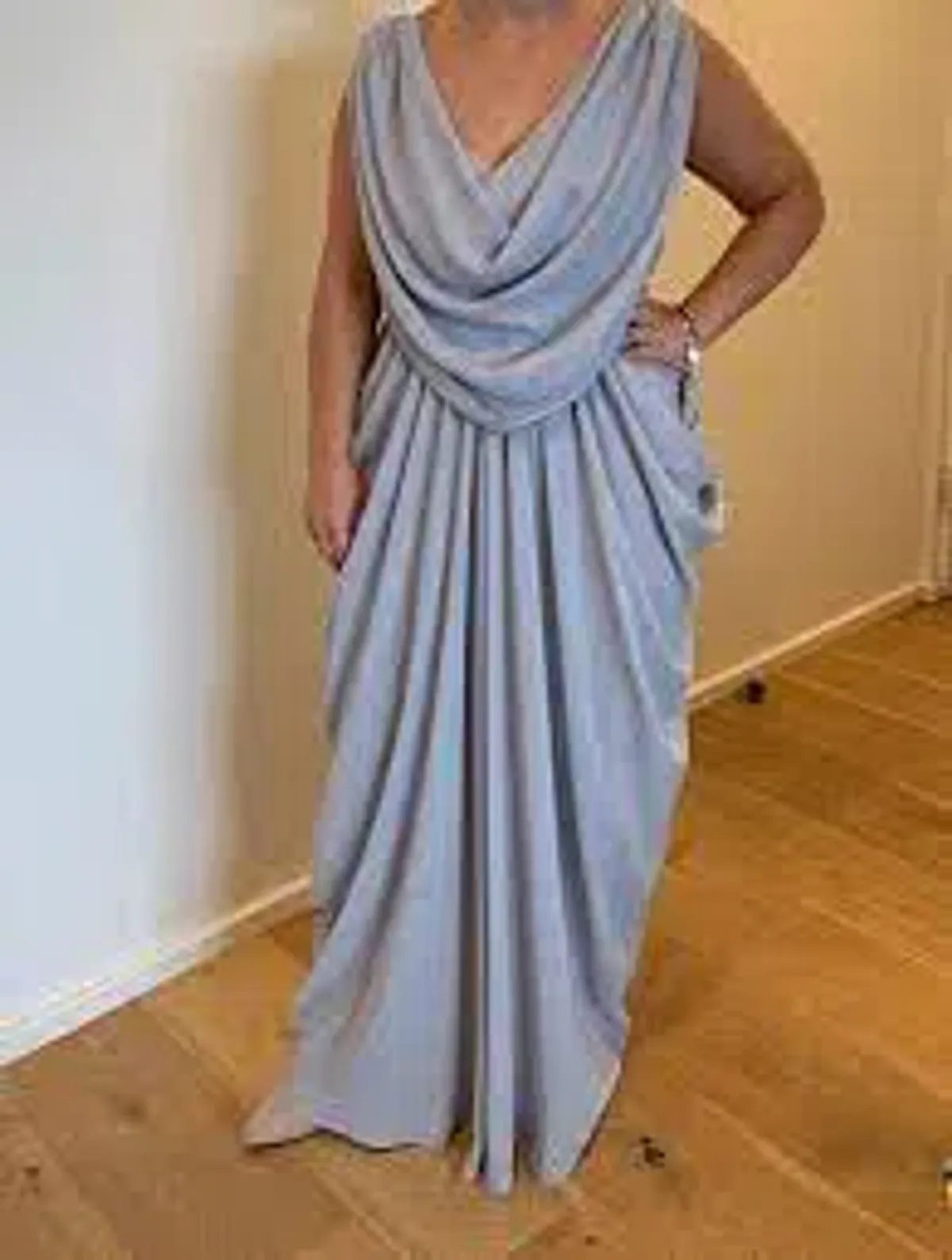 Sheike Grecian Maxi Dress Soft Grey Size 8 - Image 2
