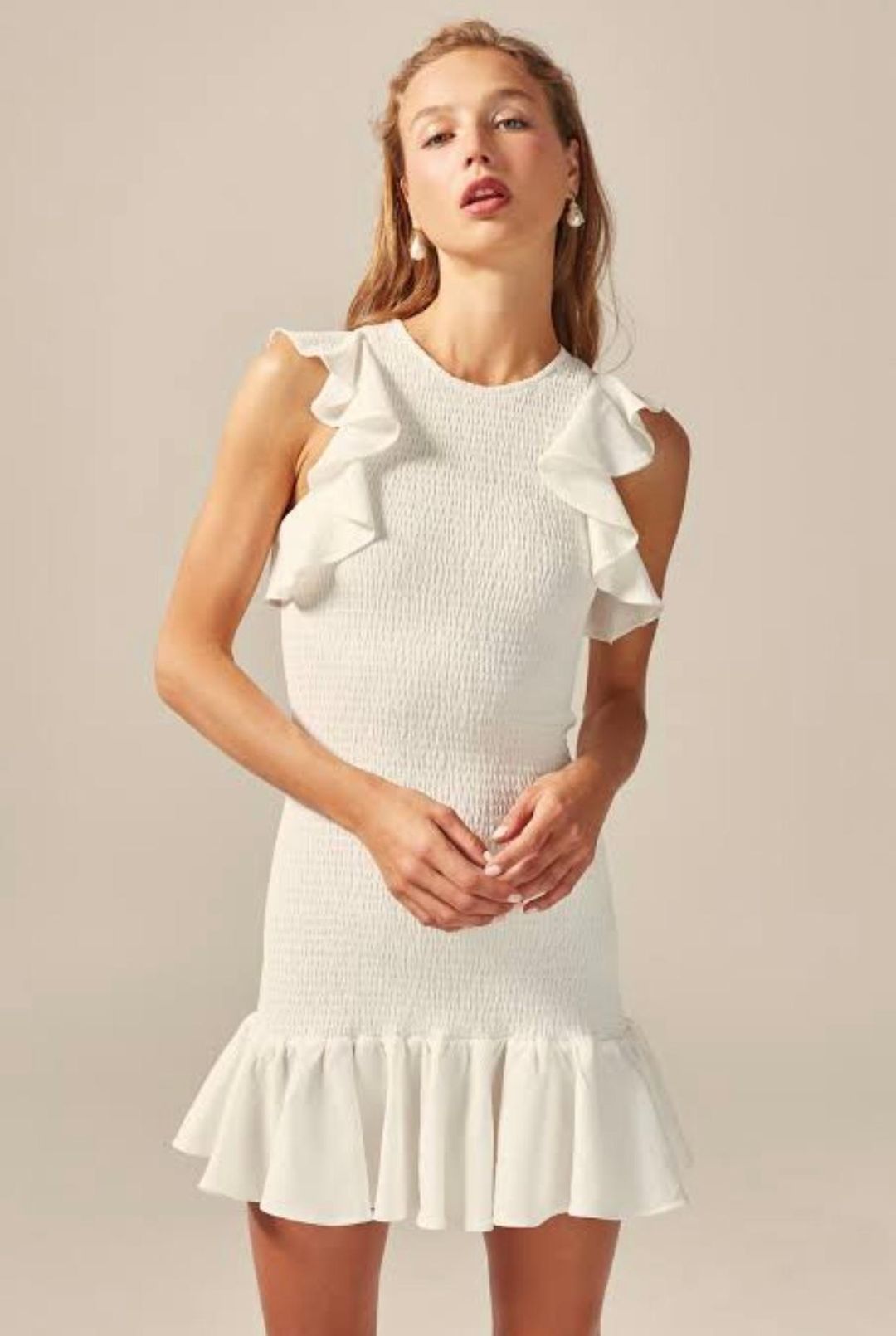 C/MEO Collective Expired Mini Dress Ivory Size M/10 for rent on The Volte - main image