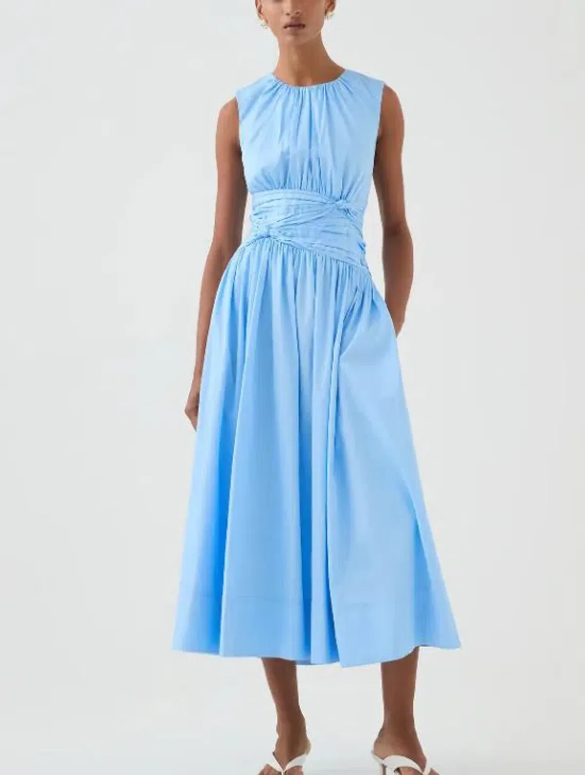 Aje Agatha Knot Midi Dress Powder Blue Size AU 10 - Image 1