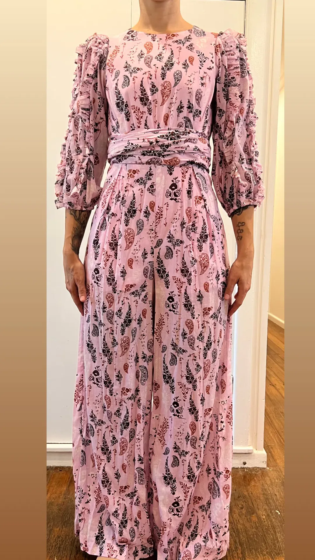 Joslin Jumpsuit Paisley Pink Size AU 10 for rent on The Volte - main image