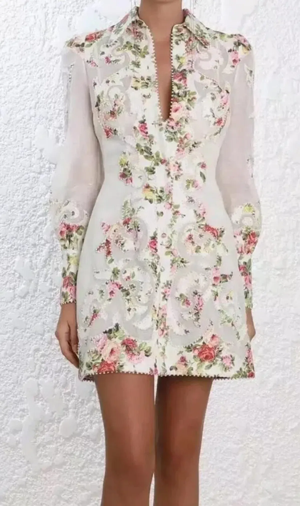 Zimmermann Radiate Applique Shirt Mini Dress Floral Size 2 / Aus 10 - Image 1