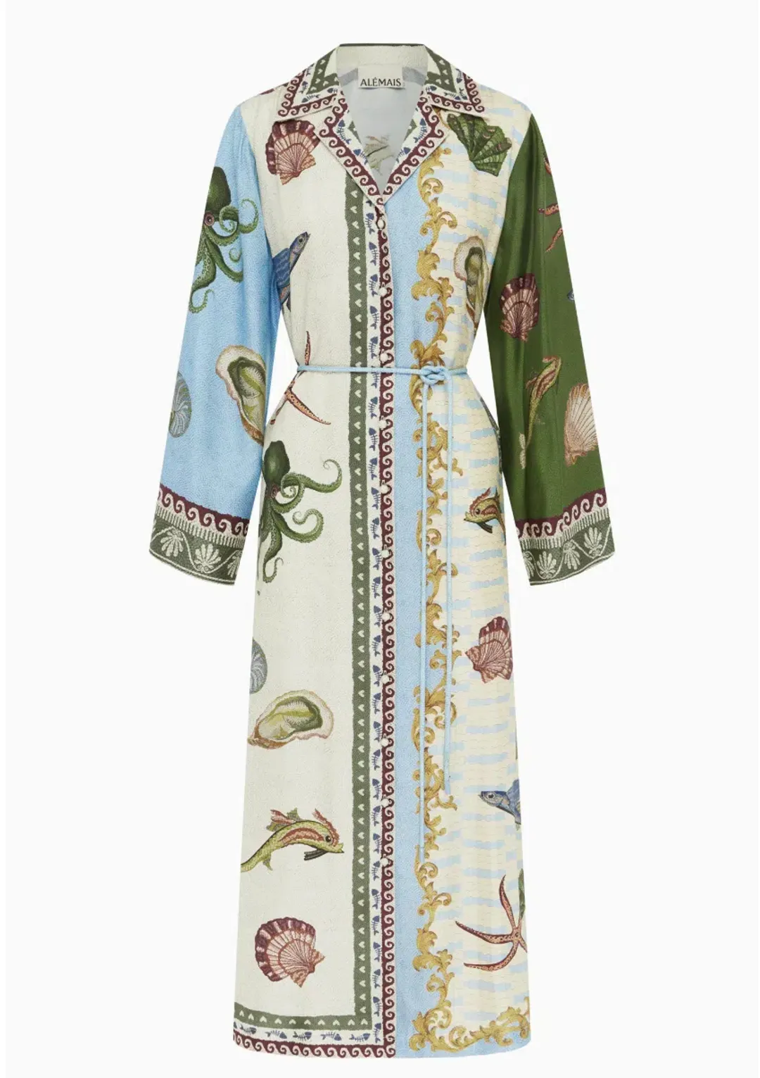 Alémais Bath House Silk Shirtdress Midi Dress Print Size 16 for rent on The Volte - main image