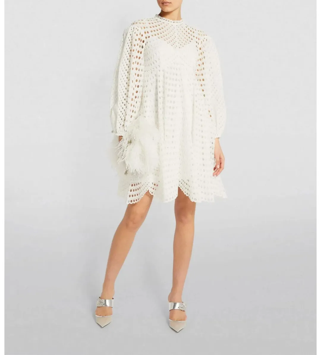 Zimmermann Poppy Eyelet Mini Dress White Size 0/ AU 8 for rent on The Volte - main image