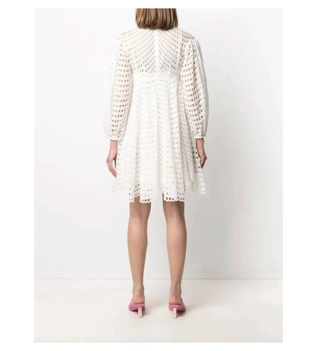 Zimmermann Poppy Eyelet Mini Dress White Size 0/ AU 8 for rent on The Volte - main image