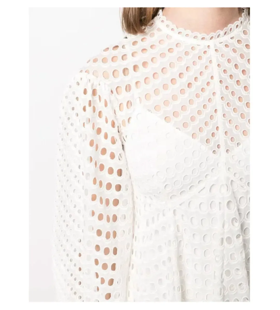 Zimmermann Poppy Eyelet Mini Dress White Size 0/ AU 8 for rent on The Volte - main image