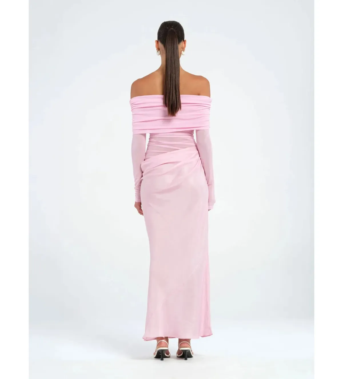 Benni Yasmin Off-Shoulder Maxi Dress Pink Size AU 8 - Image 3