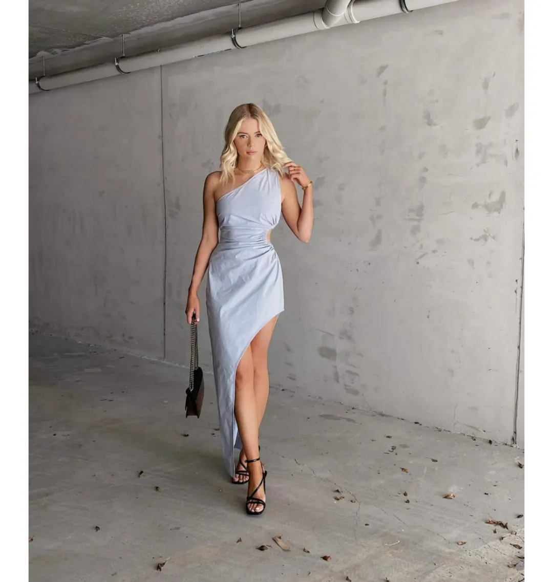 Natalie Rolt Frida Midi Dress Sky Blue Size 3 / AU 12 for rent on The Volte - main image