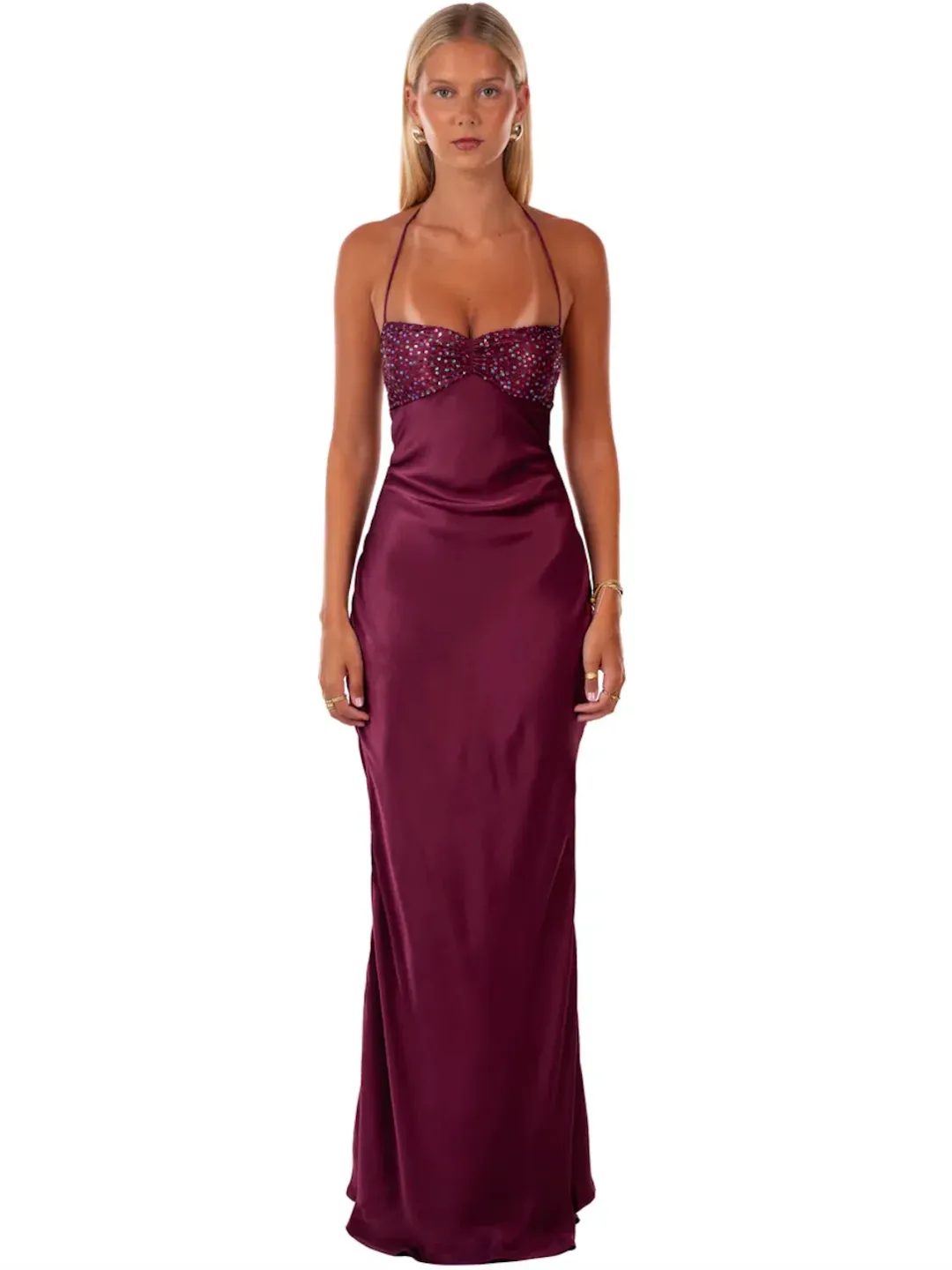 I Am Delilah Jade Maxi Dress Berry Size S / AU 8-10 for rent on The Volte - main image