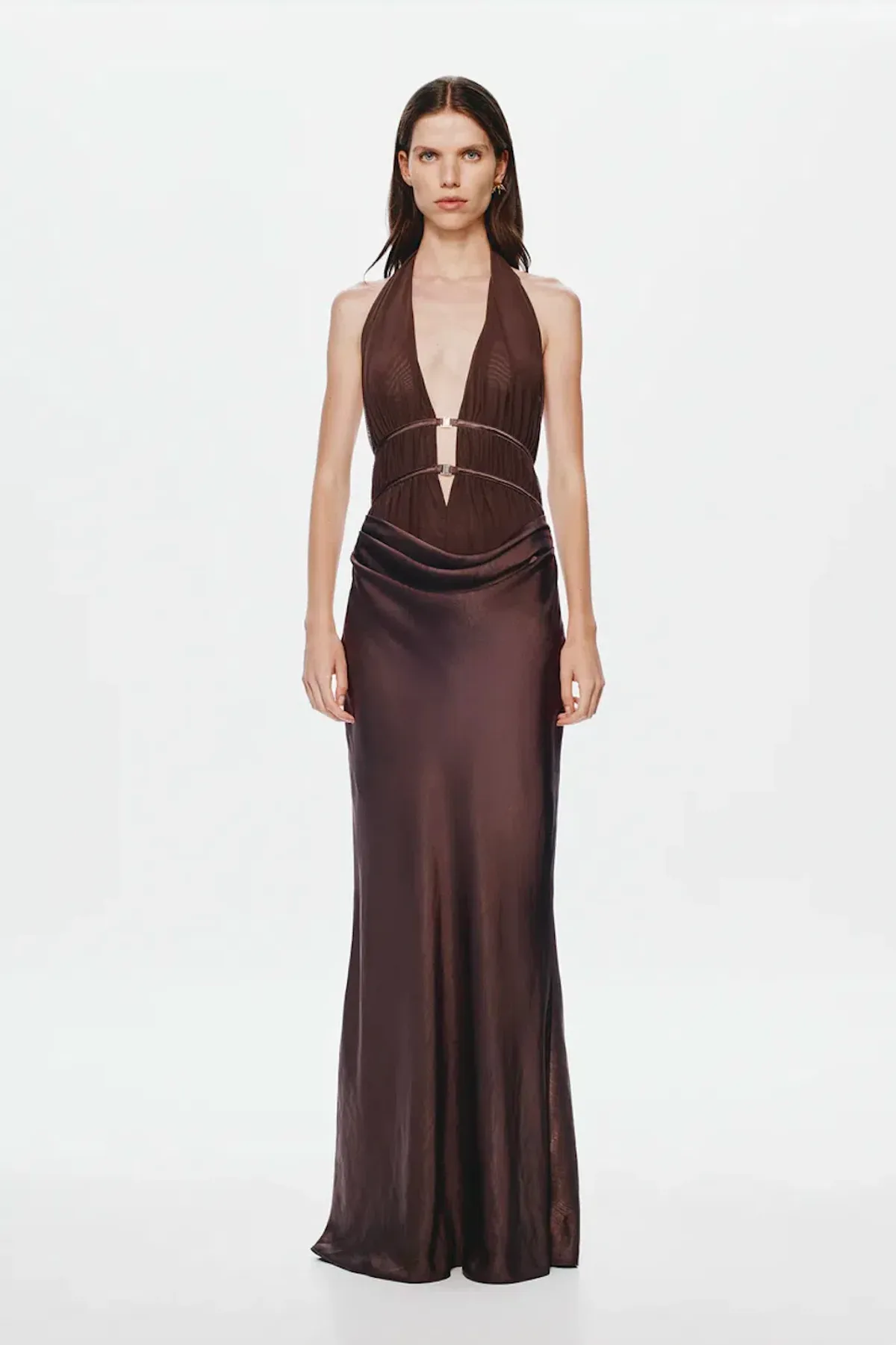 Misha The Celine Satin Dress Umber Brown Size S / AU 8 - Image 2