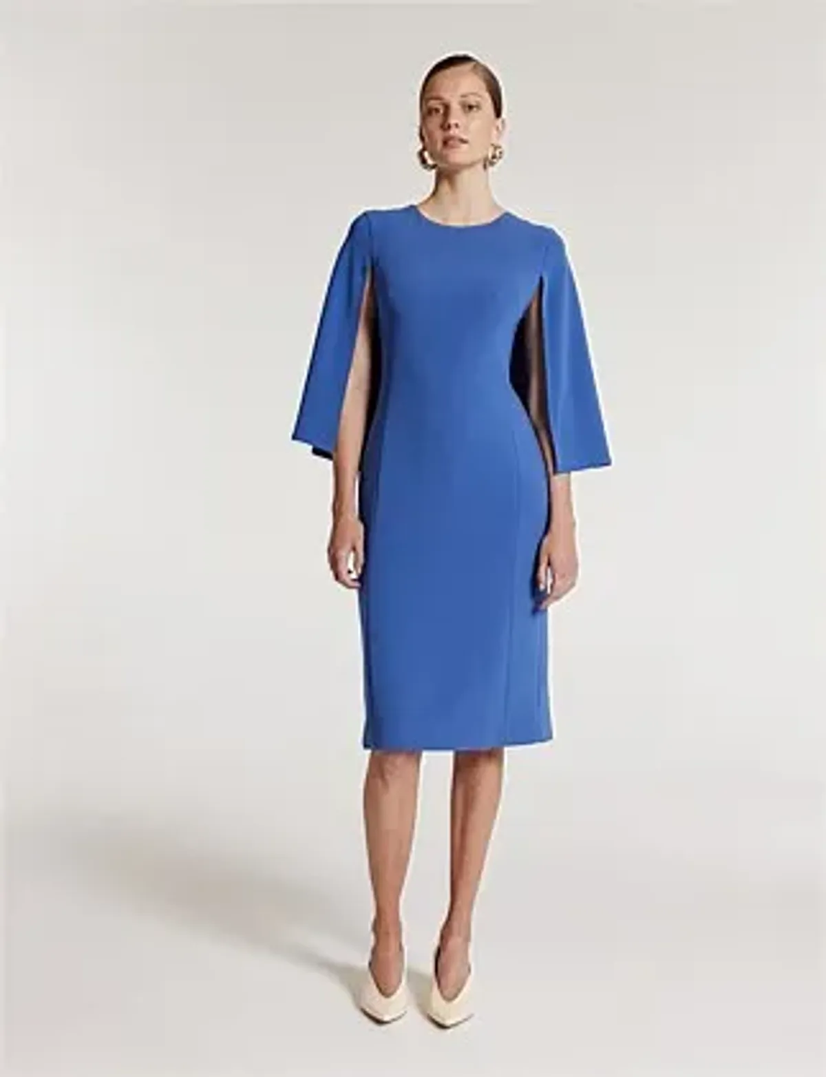 Perri Cutten Cape Sleeve Dress in Blue Size AU 16 - Image 1