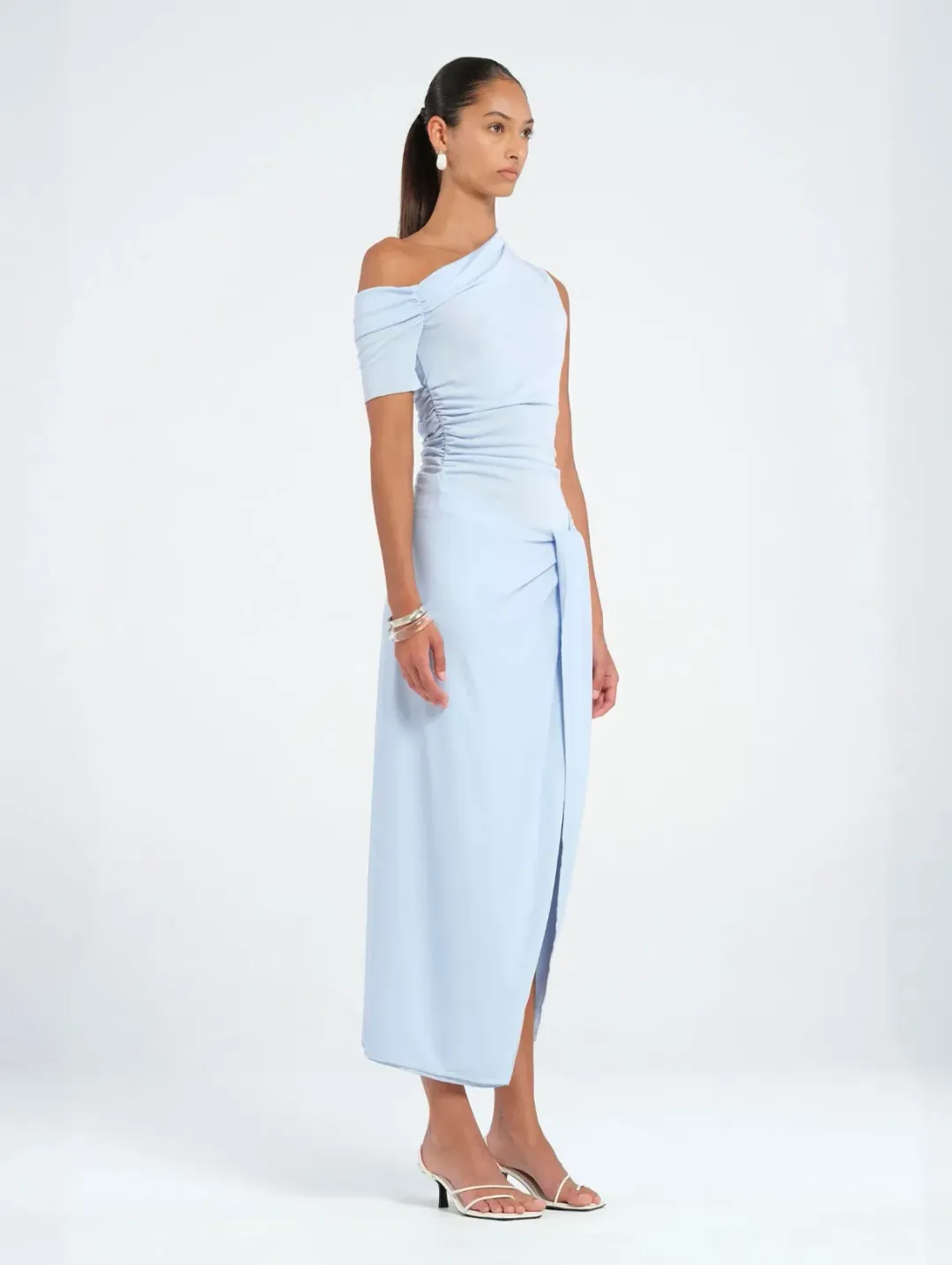 BENNI Cleo One Shoulder Maxi Dress Blue Size AU 10 for rent on The Volte - main image