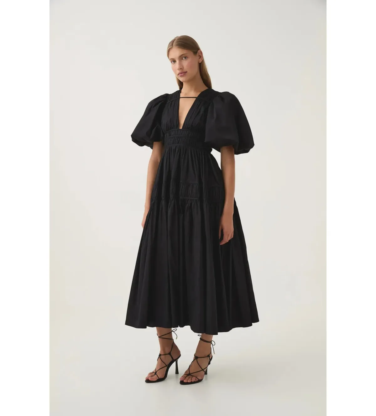 Aje Fallingwater Ruched Midi Dress Black Size XXL/AU 16 - Image 5