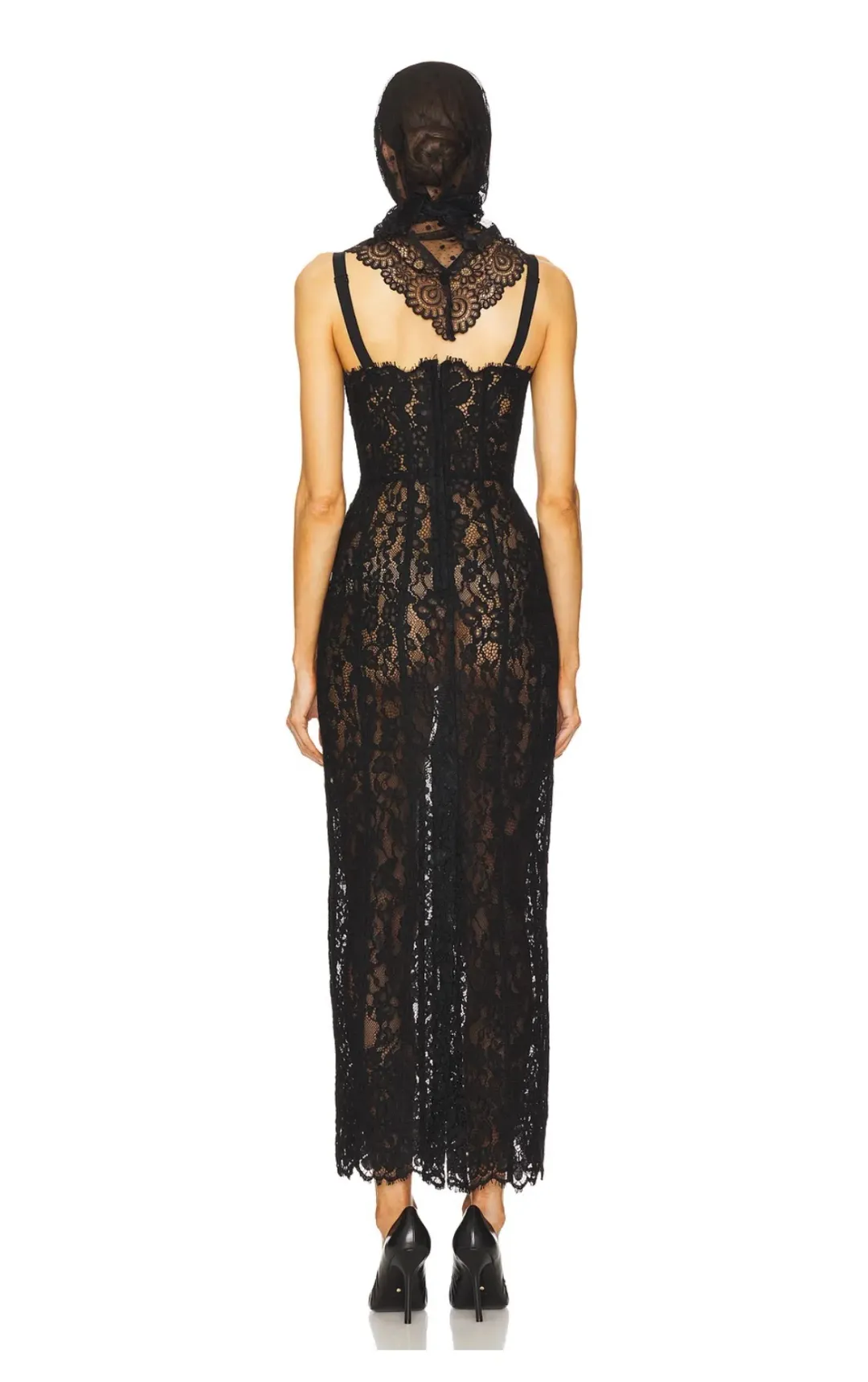 Helsa Black Lace Column Dress Black Size 8 for rent on The Volte - main image
