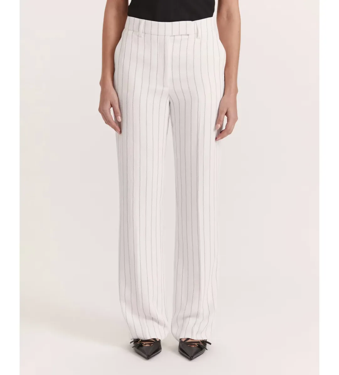 Saba Dharma Pinstripe Wide Leg Pants in White Size AU 6 for rent on The Volte - main image