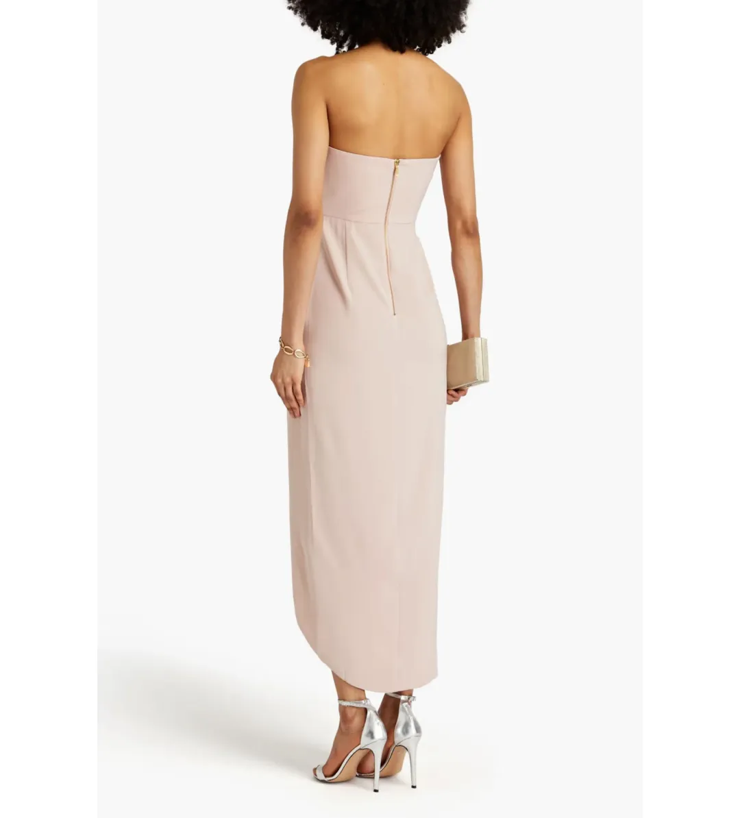 Shona Joy Strapless Draped Satin Maxi Dress Blush Size 14  for rent on The Volte - main image