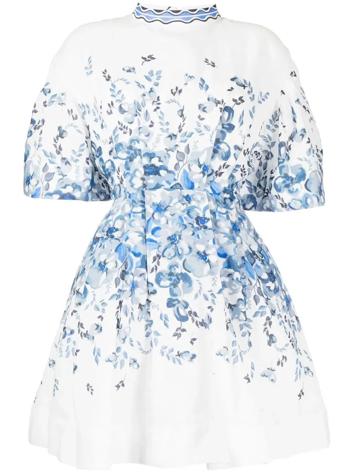 Rachel Gilbert Lea Puff Sleeve Mini Dress White Blue Floral Size 1 / AU 8  - Image 4