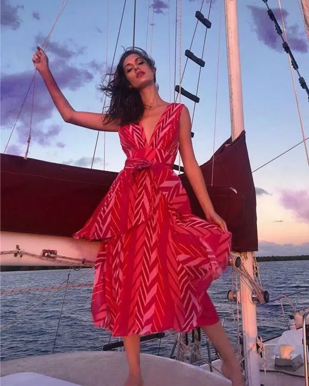 Sugar and Spice Midi Tango Stripe Dress Size 10 for rent on The Volte - main image