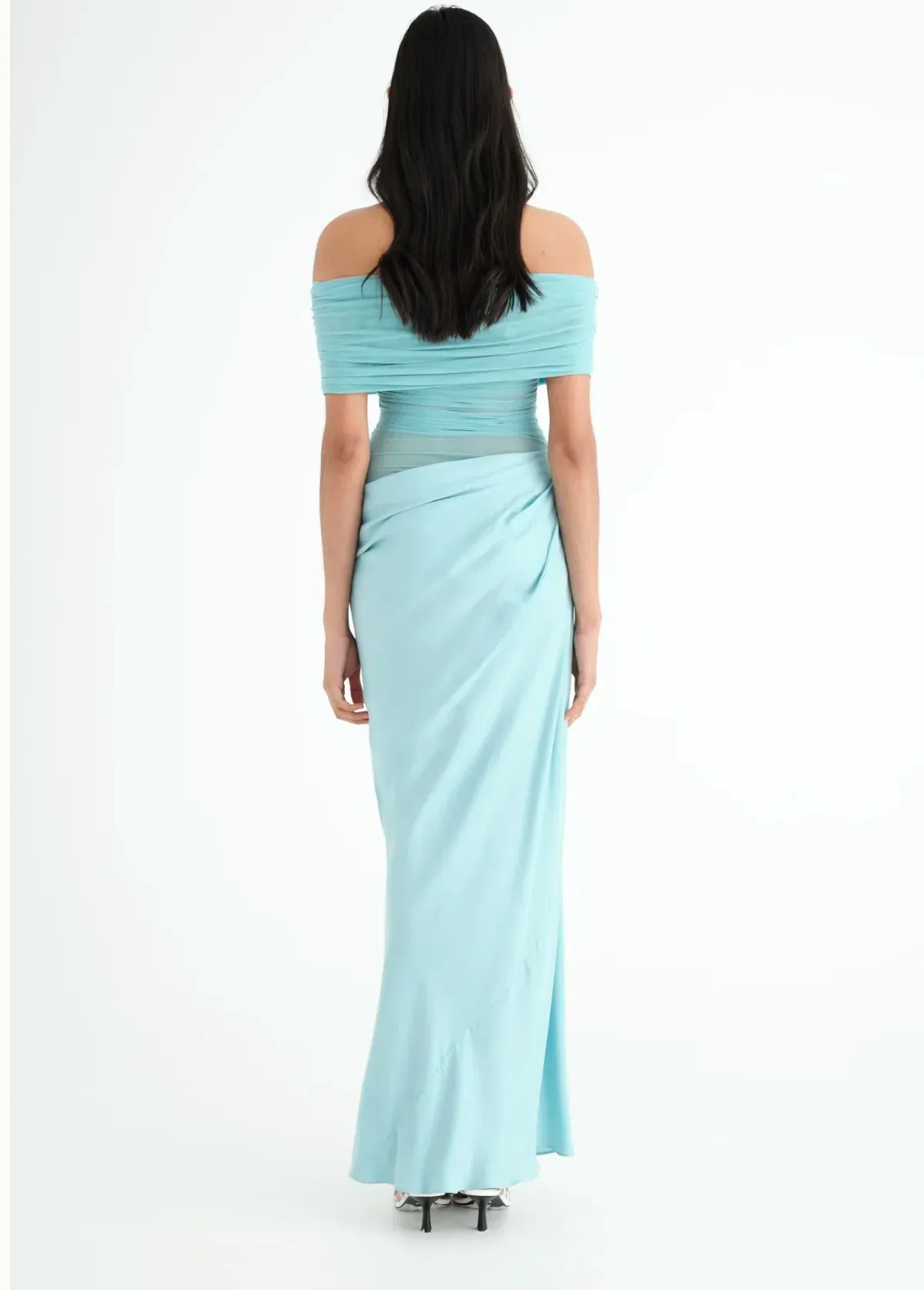 BENNI Nico Off Shoulder Maxi Dress Aquamarine Size 10 - Image 3