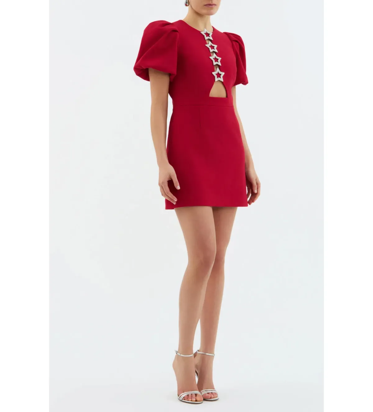 Rebecca Vallance Akari Puff Sleeve Mini Dress Red Size AU 8 - Image 3